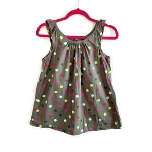 Johnnie B. Mini Boden Polka Dot Sleeveless Swing Top Gray Kid’s L